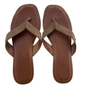 Ugg Brown Leather Tuolumne Sandal Flip-Flop Thong Size 9.5 Casual Comfy